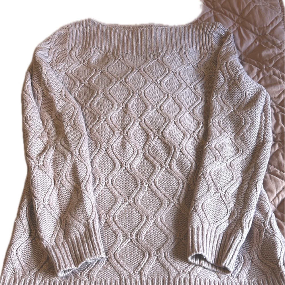 NWOT Loft ballet neck cable knit sweater pink medium